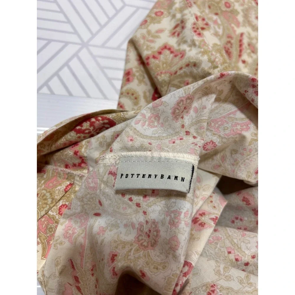 Pottery Barn Rare Paisley 2 Pillowcases Flat Sheet 100X80 Queen Full Fall